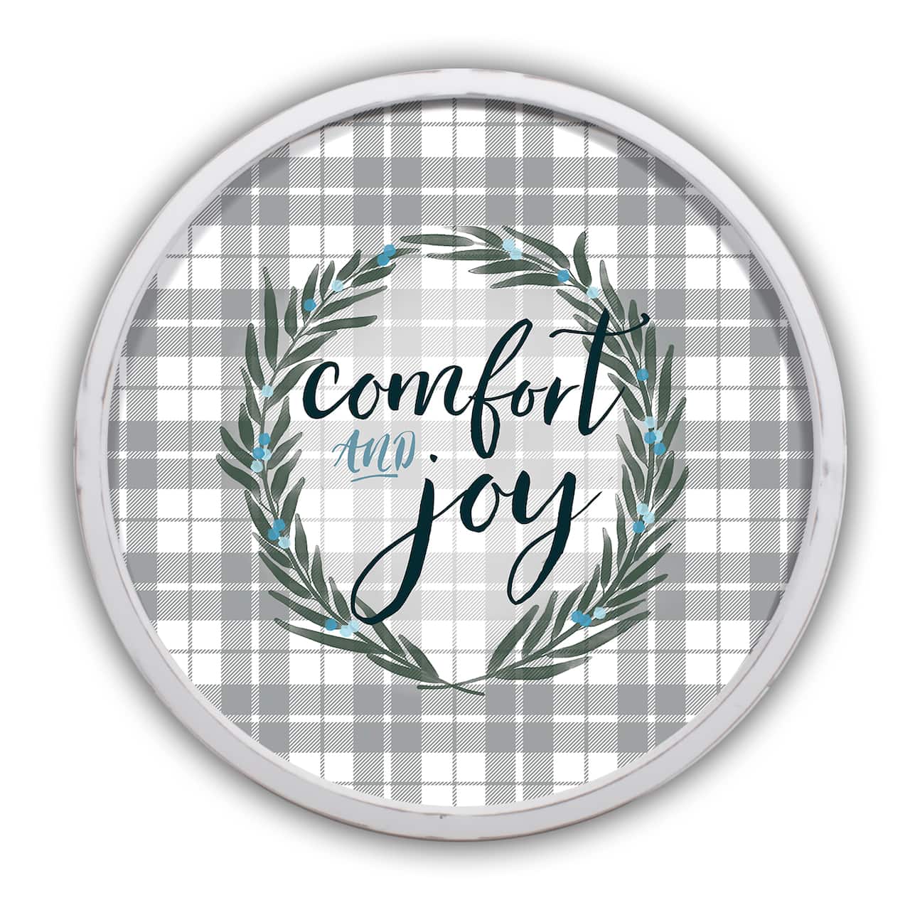 Comfort and Joy Round White Framed Print Wall Art